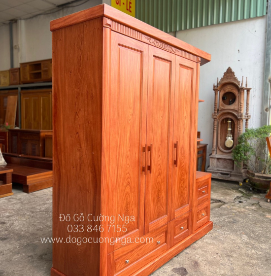 Tủ quần áo gỗ hương đá 3 cánh 1m9 - vế phải 