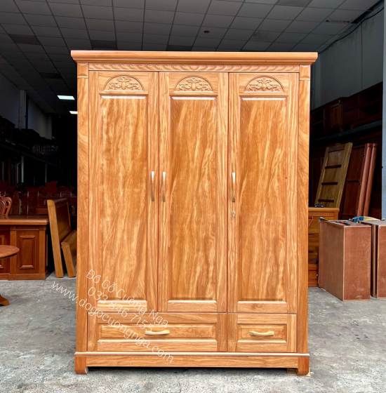 Tủ Áo Gỗ Đinh Hương 1m6 Hoa Vòm Hiện Đại