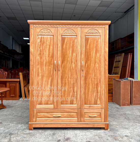 Tủ Áo Gỗ Đinh Hương 1m6 Hoa Vòm Hiện Đại