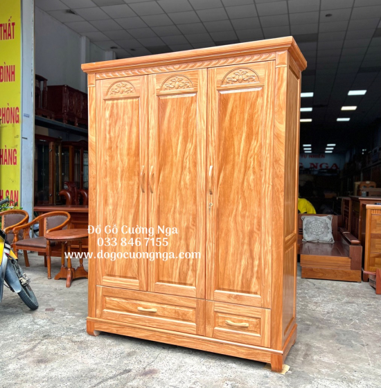 Tủ Áo Gỗ Đinh Hương 1m6 Hoa Vòm Hiện Đại