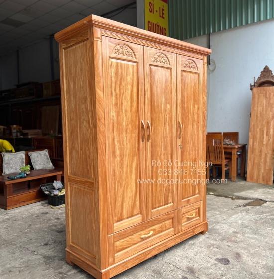 Tủ Áo Gỗ Đinh Hương 1m6 Hoa Vòm Hiện Đại