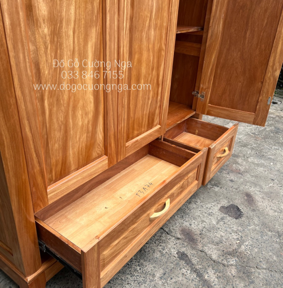 Tủ Áo Gỗ Đinh Hương 1m6 Hoa Vòm Hiện Đại