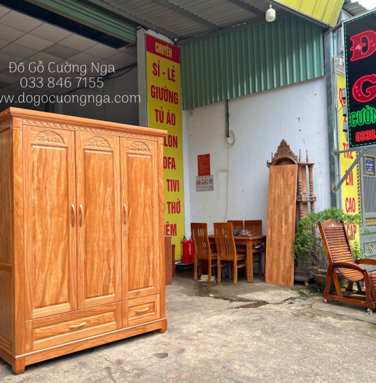 Tủ Áo Gỗ Đinh Hương 1m6 Hoa Vòm Hiện Đại