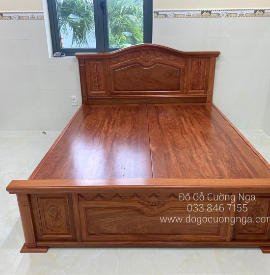 Giường gỗ hương đá phản liền cao cấp - mẫu nữ hoàng 