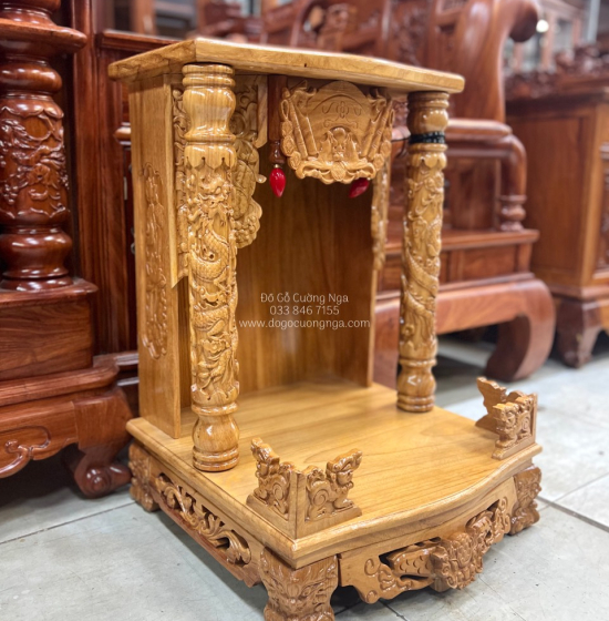 Bàn thờ ông địa gỗ gõ đỏ 48x68 đẹp giá rẻ BT 019