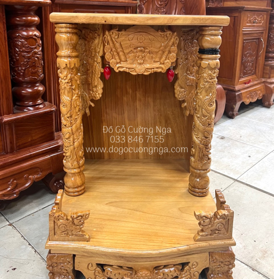 Bàn thờ ông địa gỗ gõ đỏ 48x68 đẹp giá rẻ BT 019