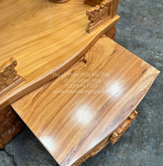 Bàn thờ ông địa thần tài gỗ gõ đỏ 60x88 - cột 10 giá rẻ 