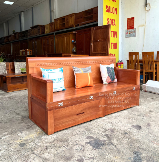 Ghế Giường Gỗ Xoan Đào 2 Ngăn Kéo 1m6x2m Hiện Đại 