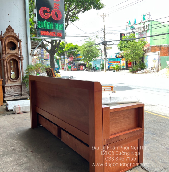 Giường Gấp Gỗ Xoan Đào 2 Ngăn Kéo 1m4x2m Cao Cấp 