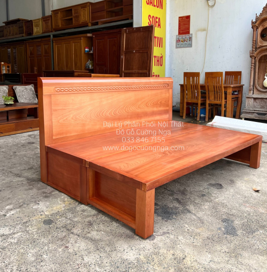 Giường Gấp Gỗ Xoan Đào 2 Ngăn Kéo 1m4x2m Cao Cấp 