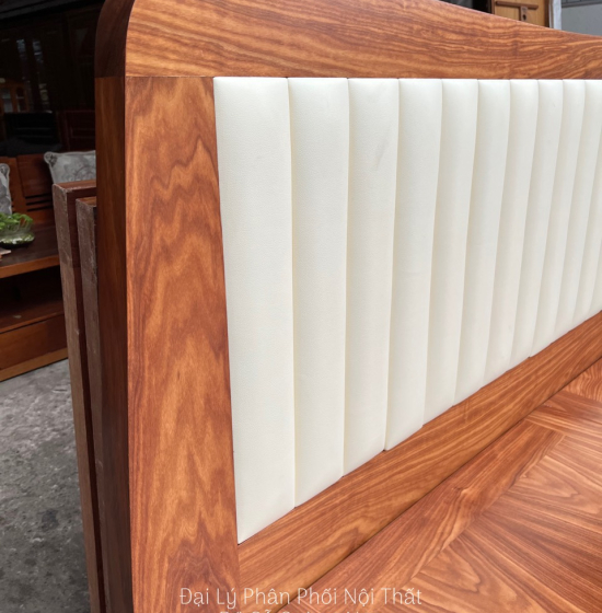 Giường Ngủ Gỗ Cẩm Kiểu Nhật Chân Quỳ - Đầu Bọc Nệm Đẹp Hiện Đại 