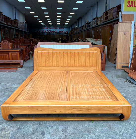 Giường Gỗ Gõ Đỏ Kiểu Nhật Chân Quỳ Cao Cấp - Vạt Phản Liền 