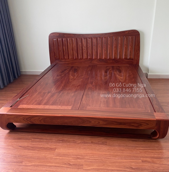 Giường Ngủ Gỗ Cẩm Tự Nhiên Chân Quỳ Đẹp Hiện Đại 