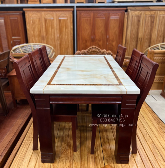 Bộ Bàn Ăn Mặt Đá Cao Cấp 6 Ghế BAD 013