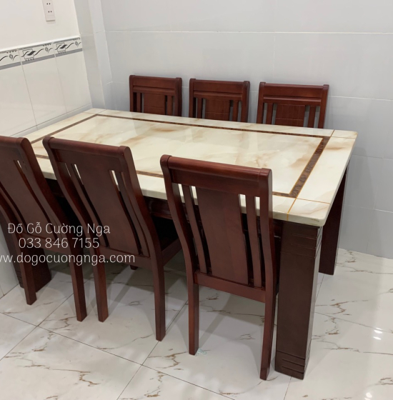Bộ Bàn Ăn Mặt Đá Cao Cấp 6 Ghế BAD 013