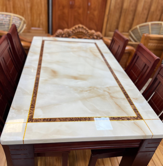 Bộ Bàn Ăn Mặt Đá Cao Cấp 6 Ghế BAD 013