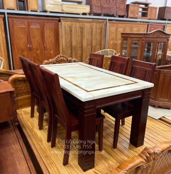 Bộ Bàn Ăn Mặt Đá Cao Cấp 6 Ghế BAD 013