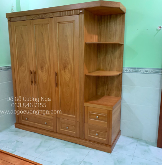 Tủ quần áo gỗ gõ đỏ 1m9 hiện đại - vế phải 