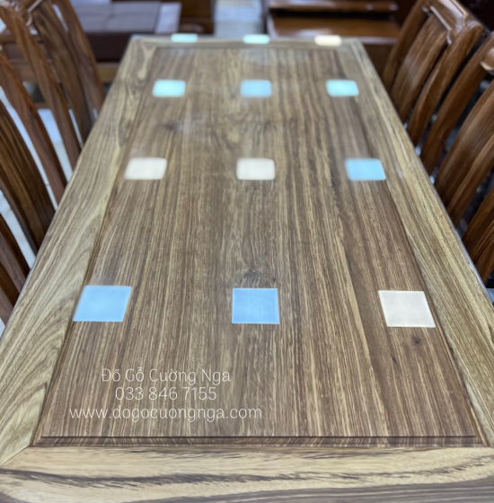 Bộ Bàn Ăn Gỗ Hương Xám 6 Ghế Đẹp Hiện Đại 