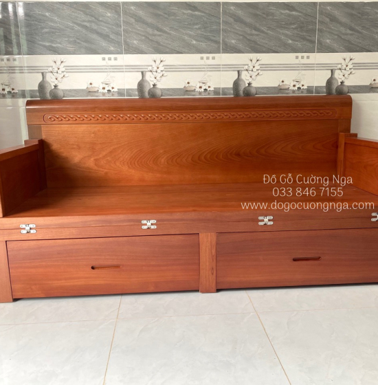 Giường Gấp Gỗ Xoan Đào 2 Ngăn Kéo 1m4x2m Cao Cấp 