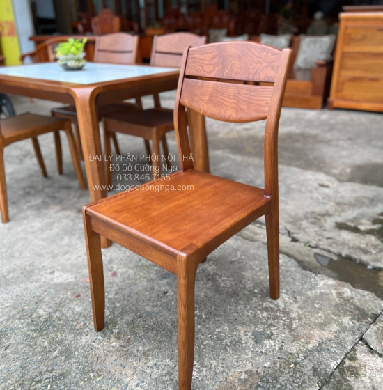 Bọ Bàn Ăn Gỗ Sồi Nga 4 Ghế Mặt Đá - Lau Màu Óc Chó Hiện Đại 