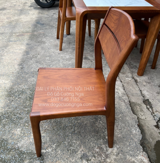 Bọ Bàn Ăn Gỗ Sồi Nga 4 Ghế Mặt Đá - Lau Màu Óc Chó Hiện Đại 