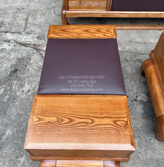 Bàn Ghế Sofa Gỗ Sồi Nga - 2 Văng Mẫu Đùi Gà Sơn Inchen Cao Cấp 