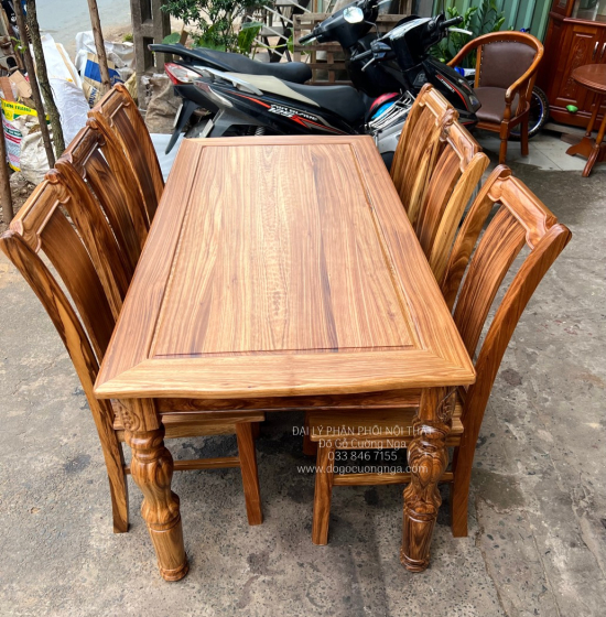 Bàn Ăn Gỗ Hương Xám 6 Ghế Cao Cấp BG1-102