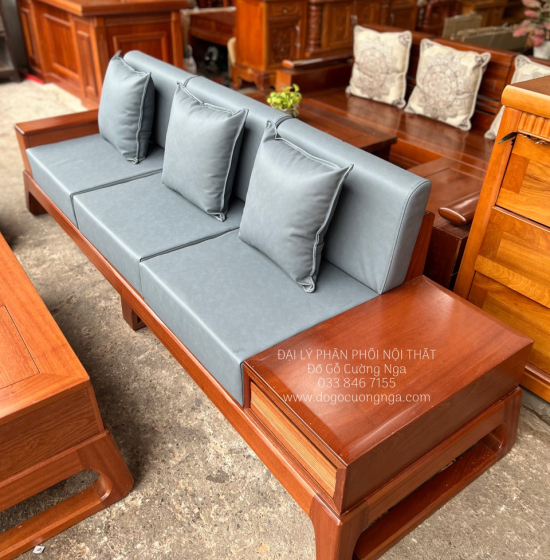 Bàn Ghế Sofa Gỗ Xoan Đào - 1 Văng Kèm Nệm Cao Cấp 