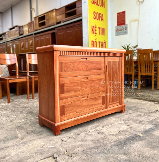 Tủ ngăn kéo gỗ xoan đào 1m2 - tủ đựng quần áo em bé hiện đại 
