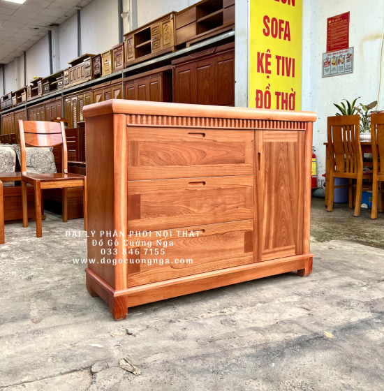 Tủ ngăn kéo gỗ xoan đào 1m2 - tủ đựng quần áo em bé hiện đại 