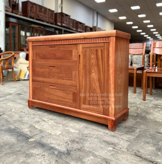 Tủ ngăn kéo gỗ xoan đào 1m2 - tủ đựng quần áo em bé hiện đại 