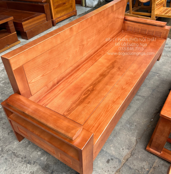 Bộ Ghế Sofa Gỗ Sồi Nga Văng 2m Hiện Đại SF 079