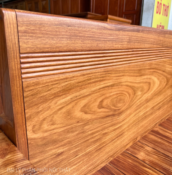 Bộ Ghế Sofa Gỗ Hương Vàng Cao Cấp - Mẫu 2 Văng Thuyền Kèm Nệm 