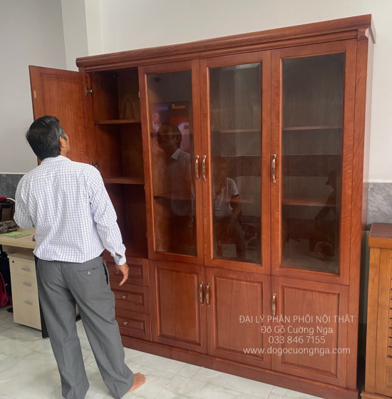Tủ Hồ Sơ Đựng Sách Gỗ Xoan Đào 1m86 Đẹp Giá Rẻ 