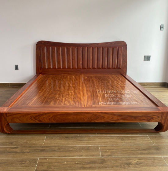 Giường Ngủ Gỗ Cẩm Tự Nhiên Chân Quỳ Đẹp Hiện Đại 
