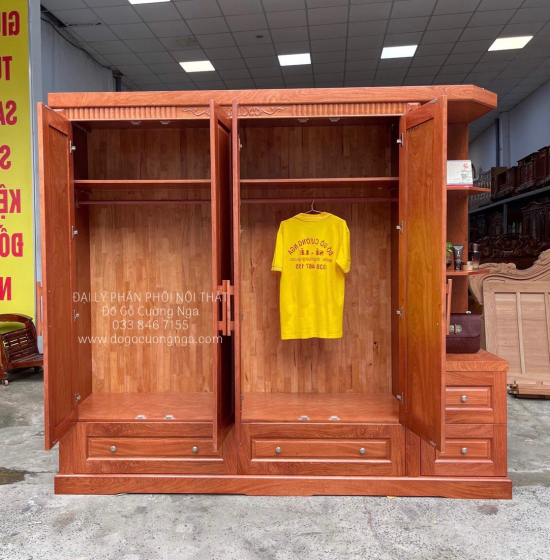 Tủ quần áo gỗ hương đá hiện đại 2m33 - vế phải 