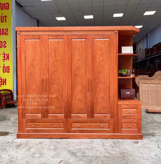 Tủ quần áo gỗ hương đá hiện đại 2m33 - vế phải 