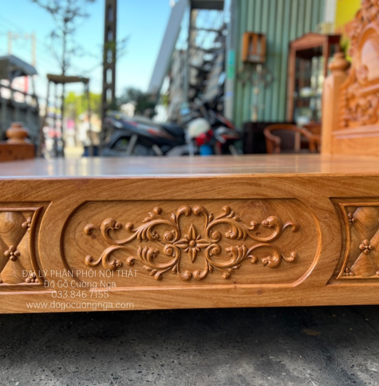 Giường Gỗ Gõ Đỏ Cao Cấp Mẫu Tim - Vạt Phản 