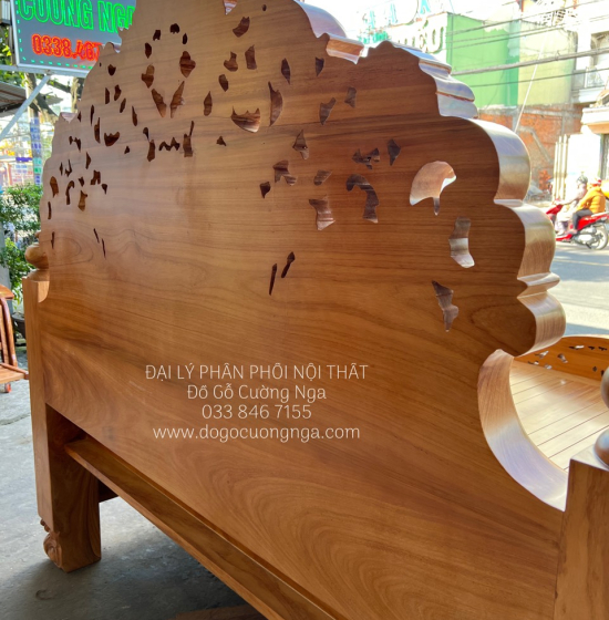 Giường Gỗ Gõ Đỏ Cao Cấp Mẫu Tim - Vạt Phản 