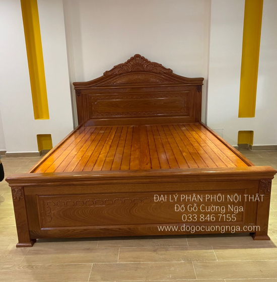 Giường gỗ xoan đào vạt phản - mẫu nữ hoàng 