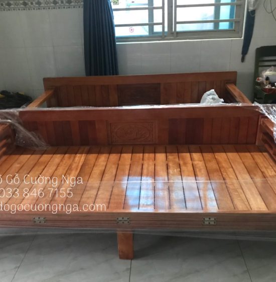Giường gấp gỗ sồi - ghế mở thành giường hiện đại 
