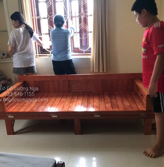 Giường gấp gỗ sồi - ghế mở thành giường hiện đại 