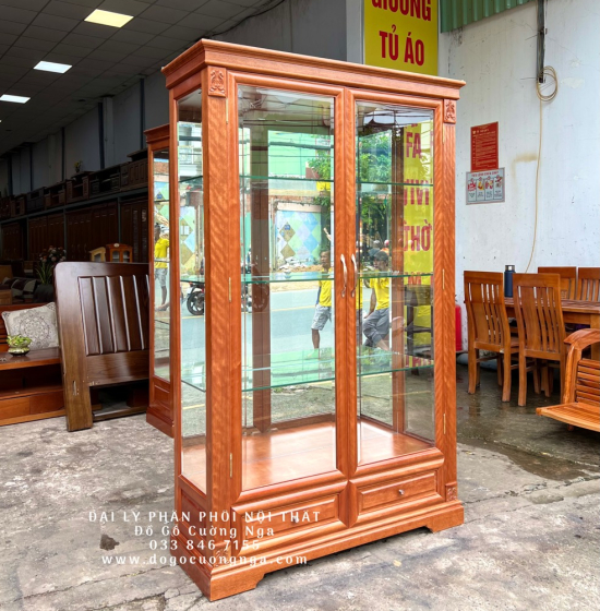 Tủ Rượu Gỗ Xoan Đào Cao Cấp 1m27 TG 14.2