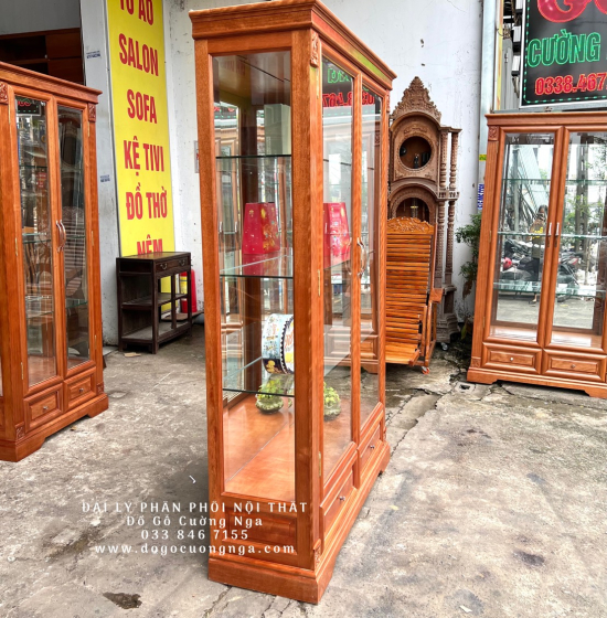 Tủ Rượu Gỗ Xoan Đào Cao Cấp 1m27 TG 14.2