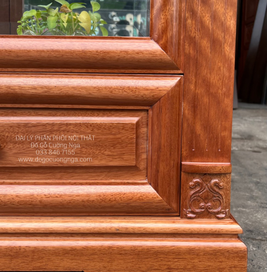 Tủ Rượu Gỗ Xoan Đào Cao Cấp 1m27 TG 14.2