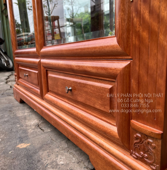 Tủ Rượu Gỗ Xoan Đào Cao Cấp 1m27 TG 14.2