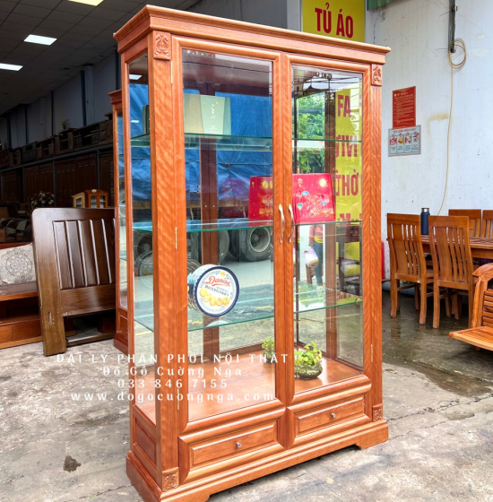 Tủ Rượu Gỗ Xoan Đào Cao Cấp 1m27 TG 14.2