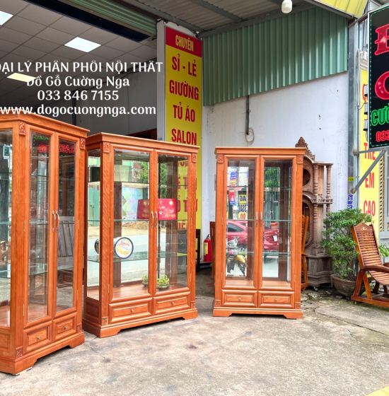 Tủ Rượu Gỗ Xoan Đào Cao Cấp 1m27 TG 14.2