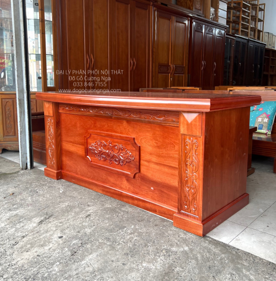 Bàn Làm Việc Giám Đốc Gỗ Xoan Đào Tự Nhiên 1m6 - BLV 06